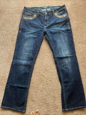 Rock & Republic Dark Blue Boot Cut Jeans with Gold Accent